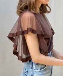 袖チュールカットトップス