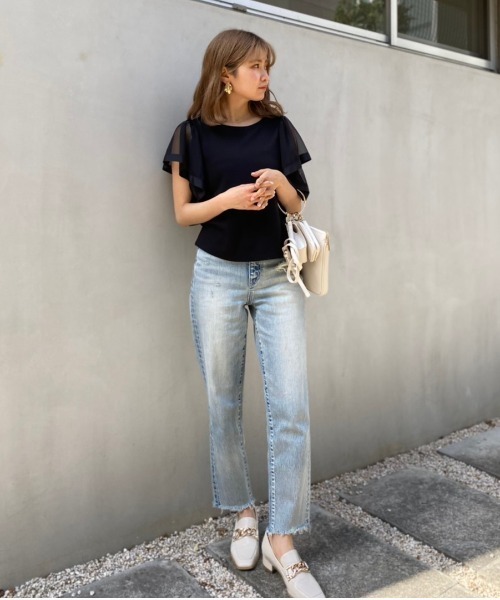 rienda（リエンダ）の「袖チュールカットトップス（Tシャツ/カットソー・レディース・ライトピンク/ブラック/ブラウン・FREE）」の21枚目の写真