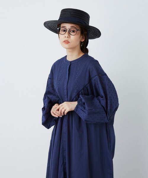 Libra Cue（リブラ キュー）の「ジャガードスリーブコットンワンピース（ワンピース・レディース・カーキ/ブラック/ネイビー/アイボリー・FREE）」の4枚目の写真