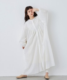 ジャガードスリーブコットンワンピース