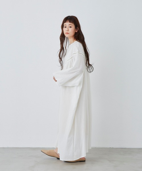 Libra Cue（リブラ キュー）の「ジャガードスリーブコットンワンピース（ワンピース・レディース・カーキ/ブラック/ネイビー/アイボリー・FREE）」の9枚目の写真