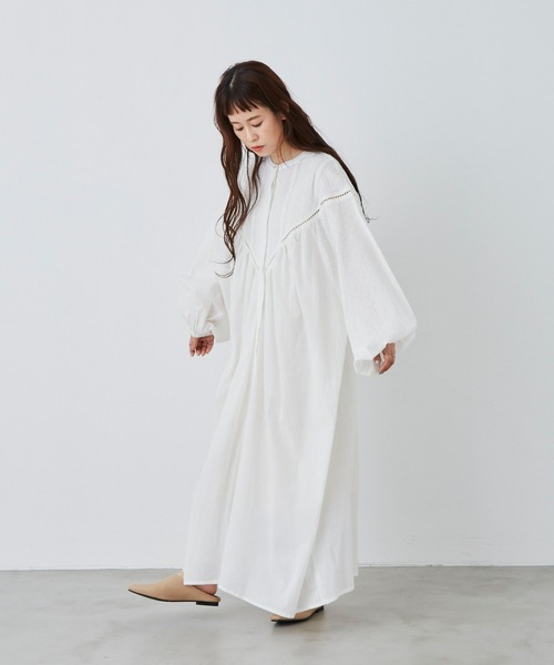 Libra Cue（リブラ キュー）の「ジャガードスリーブコットンワンピース（ワンピース・レディース・カーキ/ブラック/ネイビー/アイボリー・FREE）」の20枚目の写真