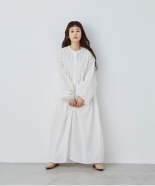 Libra Cue（リブラ キュー）の「ジャガードスリーブコットンワンピース（ワンピース・レディース・カーキ/ブラック/ネイビー/アイボリー・FREE）」の5枚目の写真