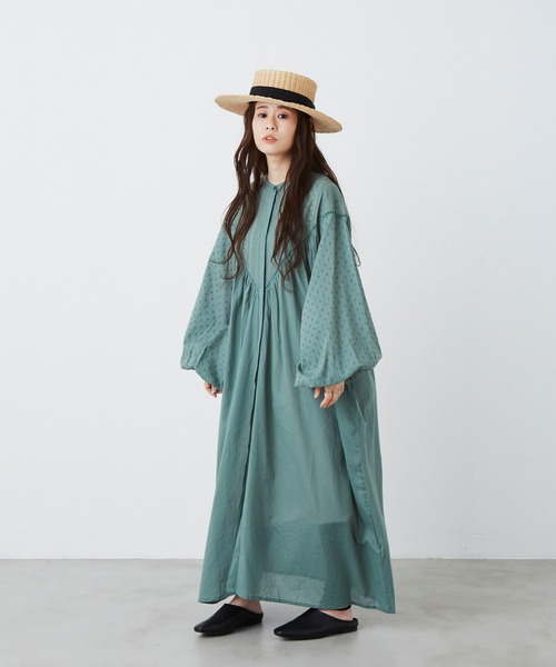 Libra Cue（リブラ キュー）の「ジャガードスリーブコットンワンピース（ワンピース・レディース・カーキ/ブラック/ネイビー/アイボリー・FREE）」の17枚目の写真