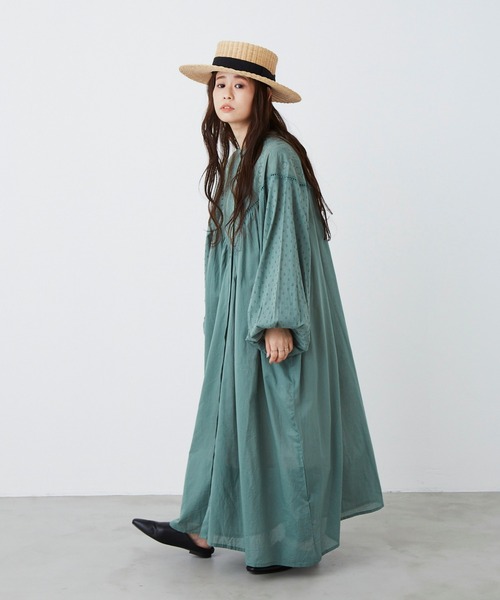 Libra Cue（リブラ キュー）の「ジャガードスリーブコットンワンピース（ワンピース・レディース・カーキ/ブラック/ネイビー/アイボリー・FREE）」の11枚目の写真