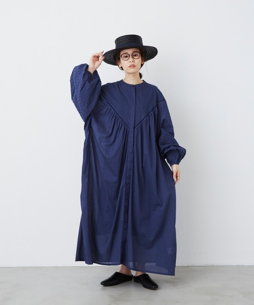 Libra Cue（リブラ キュー）の「ジャガードスリーブコットンワンピース（ワンピース・レディース・カーキ/ブラック/ネイビー/アイボリー・FREE）」の18枚目の写真