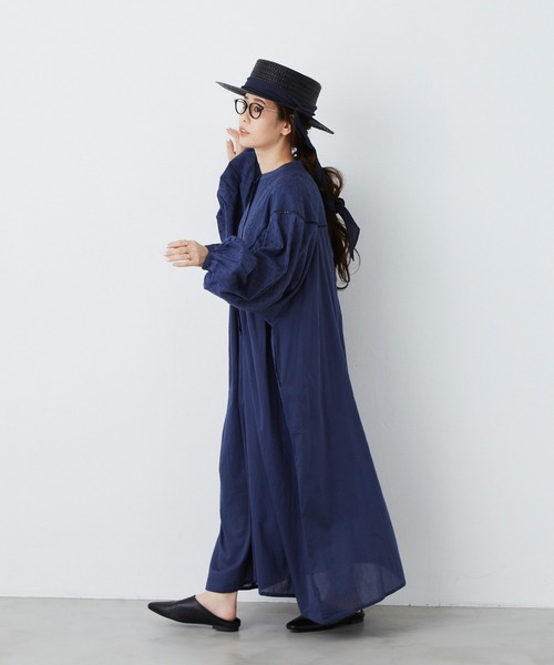 Libra Cue（リブラ キュー）の「ジャガードスリーブコットンワンピース（ワンピース・レディース・カーキ/ブラック/ネイビー/アイボリー・FREE）」の15枚目の写真