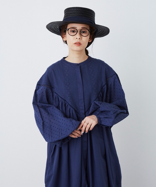 Libra Cue（リブラ キュー）の「ジャガードスリーブコットンワンピース（ワンピース・レディース・カーキ/ブラック/ネイビー/アイボリー・FREE）」の12枚目の写真