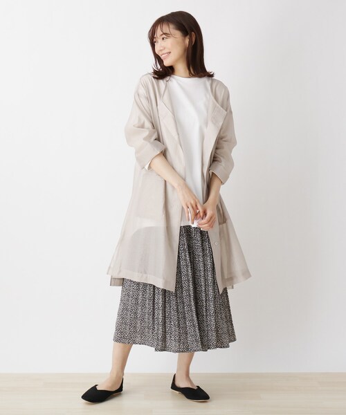 SHOO・LA・RUE(シューラルー)の「◆シアークルーネックコート(ノーカラーコート・レディース・ブラック/ナチュラル・00)」の7枚目の写真