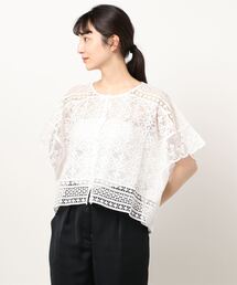 Samansa Mos2 | 総レースポンチョブラウス(シャツ/ブラウス)