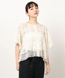 Samansa Mos2 | 総レースポンチョブラウス(シャツ/ブラウス)