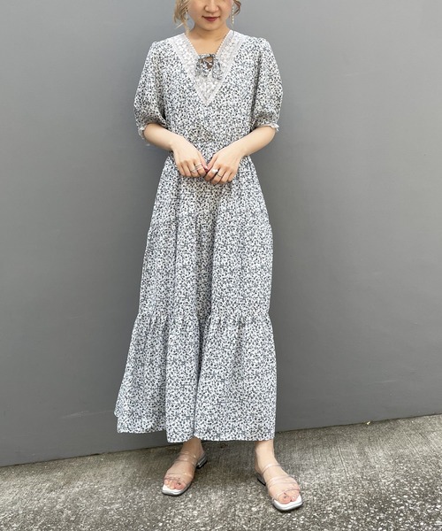 セール お花ひらりティアードワンピース ワンピース As Know As Pinky アズノゥアズピンキー のファッション通販 Zozotown