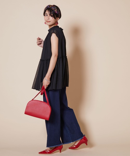 JETSET SOLO PLUS （ジェットセットソロプラス）の「シフォン楊柳 ドットチュニック（シャツ/ブラウス・レディース・ブラック/ブラウン/レッド・FREE）」の10枚目の写真