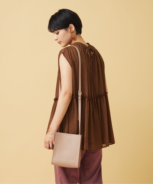 JETSET SOLO PLUS （ジェットセットソロプラス）の「シフォン楊柳 ドットチュニック（シャツ/ブラウス・レディース・ブラック/ブラウン/レッド・FREE）」の19枚目の写真