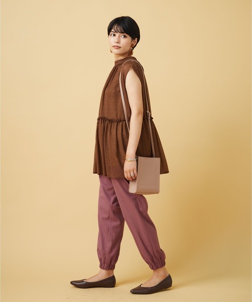 JETSET SOLO PLUS （ジェットセットソロプラス）の「シフォン楊柳 ドットチュニック（シャツ/ブラウス・レディース・ブラック/ブラウン/レッド・FREE）」の15枚目の写真