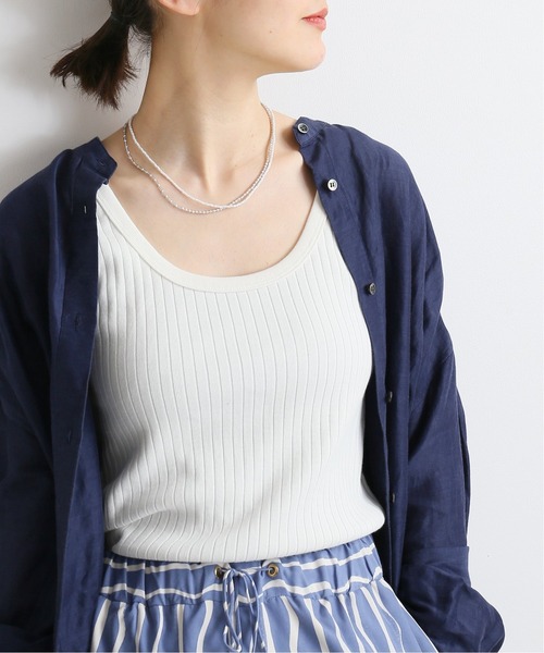 IENA(イエナ)の「スーピマ針抜きリブタンクトップ◆(Tシャツ/カットソー・レディース・チャコールグレー/ホワイト/ネイビー/ダークブルー・FREE)」の2枚目の写真