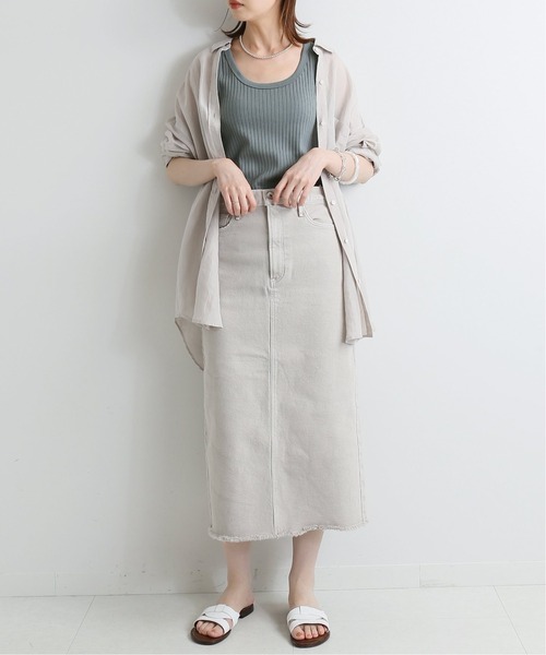 IENA(イエナ)の「スーピマ針抜きリブタンクトップ◆(Tシャツ/カットソー・レディース・チャコールグレー/ホワイト/ネイビー/ダークブルー・FREE)」の13枚目の写真