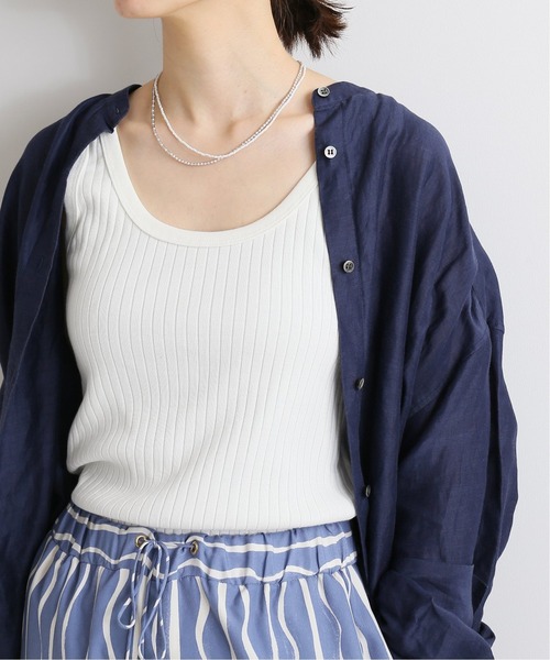 IENA(イエナ)の「スーピマ針抜きリブタンクトップ◆(Tシャツ/カットソー・レディース・チャコールグレー/ホワイト/ネイビー/ダークブルー・FREE)」の15枚目の写真