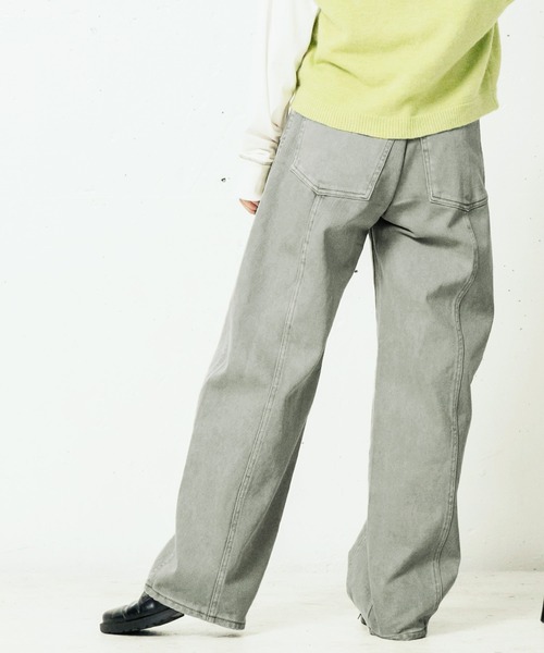 mikke(ミッケ)の「カツラギデニム ハイウエストカーブパンツ(デニムパンツ・レディース・チャコールグレー/ライトブルー/ネイビー/カーキ/ブルー/キナリ・S/M/L)」の16枚目の写真