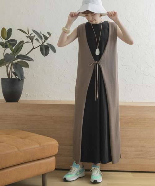 URBAN RESEARCH（アーバンリサーチ）の「2WAYニットジレ（ワンピース・レディース・チャコールグレー/イエロー/モカ・FREE）」の7枚目の写真