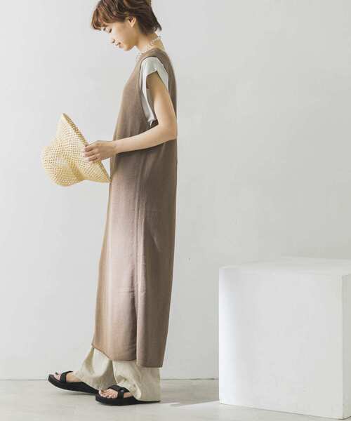 URBAN RESEARCH（アーバンリサーチ）の「2WAYニットジレ（ワンピース・レディース・チャコールグレー/イエロー/モカ・FREE）」の9枚目の写真