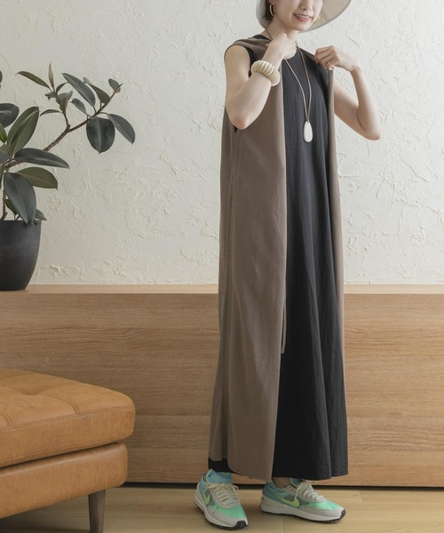 URBAN RESEARCH（アーバンリサーチ）の「2WAYニットジレ（ワンピース・レディース・チャコールグレー/イエロー/モカ・FREE）」の12枚目の写真