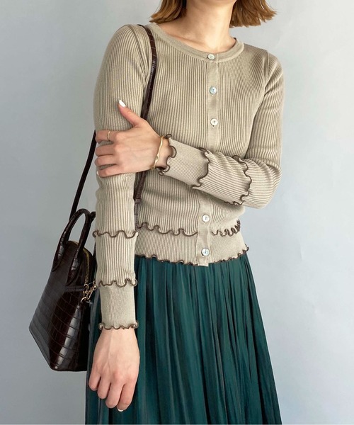 PICCIN（ピッチン）の「配色メローカーディガン（カーディガン/ボレロ・レディース・ブラック/ベージュ/ブラウン・M）」の3枚目の写真