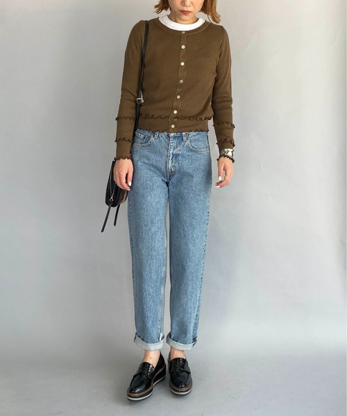 PICCIN（ピッチン）の「配色メローカーディガン（カーディガン/ボレロ・レディース・ブラック/ベージュ/ブラウン・M）」の6枚目の写真