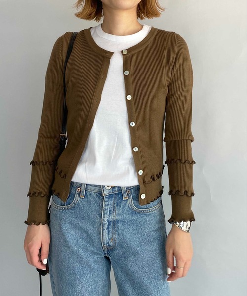 PICCIN（ピッチン）の「配色メローカーディガン（カーディガン/ボレロ・レディース・ブラック/ベージュ/ブラウン・M）」の11枚目の写真