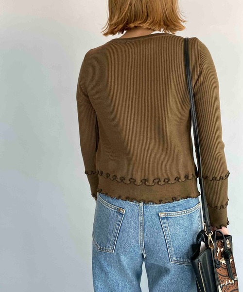 PICCIN（ピッチン）の「配色メローカーディガン（カーディガン/ボレロ・レディース・ブラック/ベージュ/ブラウン・M）」の12枚目の写真