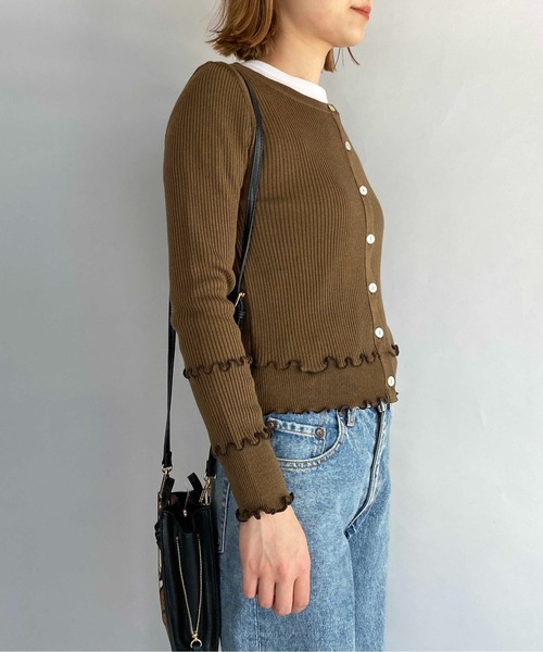 PICCIN（ピッチン）の「配色メローカーディガン（カーディガン/ボレロ・レディース・ブラック/ベージュ/ブラウン・M）」の5枚目の写真