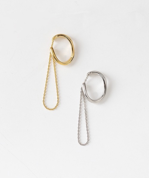 JUICY ROCK（ジューシーロック）の「GP(SV925)/SV925 片耳チェーン＆オーバルイヤーカフ（イヤーカフ・レディース・シルバー/ゴールド・ONE SIZE）」の3枚目の写真