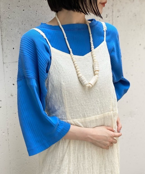 Kastane（カスタネ）の「ピグメントランダムリブクロップドTEE（Tシャツ/カットソー・レディース・ブルー/グリーン/アイボリー・FREE）」の3枚目の写真