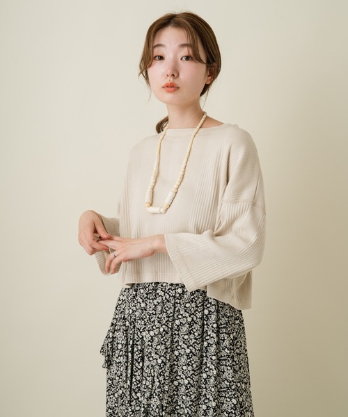 Kastane（カスタネ）の「ピグメントランダムリブクロップドTEE（Tシャツ/カットソー・レディース・ブルー/グリーン/アイボリー・FREE）」の20枚目の写真