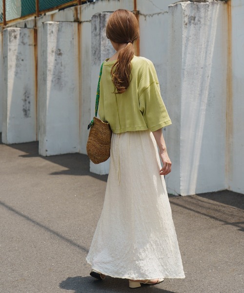 Kastane（カスタネ）の「ピグメントランダムリブクロップドTEE（Tシャツ/カットソー・レディース・ブルー/グリーン/アイボリー・FREE）」の8枚目の写真