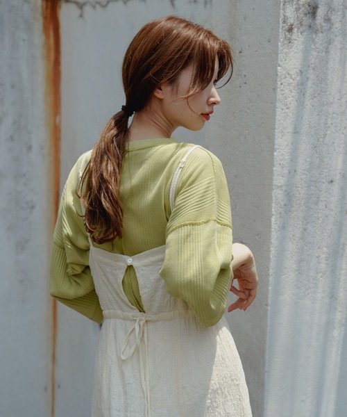 Kastane（カスタネ）の「ピグメントランダムリブクロップドTEE（Tシャツ/カットソー・レディース・ブルー/グリーン/アイボリー・FREE）」の14枚目の写真