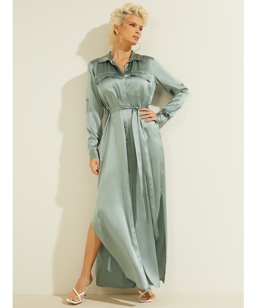 Guess(ゲス)の「Liliana Dress(シャツワンピース・レディース・オリーブ/ライトグリーン・MEDIUM/LARGE/SMALL)」の1枚目の写真