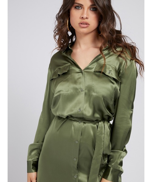 Guess(ゲス)の「Liliana Dress(シャツワンピース・レディース・オリーブ/ライトグリーン・MEDIUM/LARGE/SMALL)」の8枚目の写真