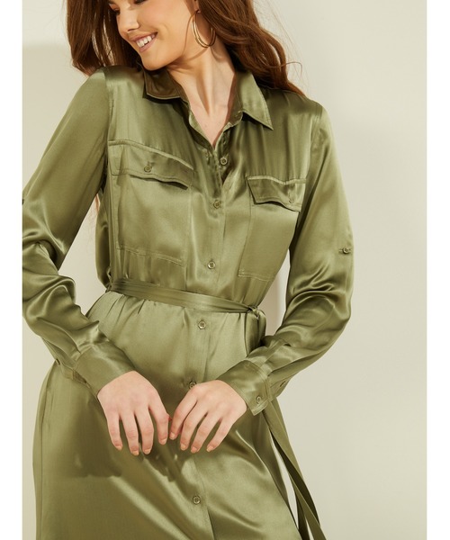 Guess(ゲス)の「Liliana Dress(シャツワンピース・レディース・オリーブ/ライトグリーン・MEDIUM/LARGE/SMALL)」の5枚目の写真
