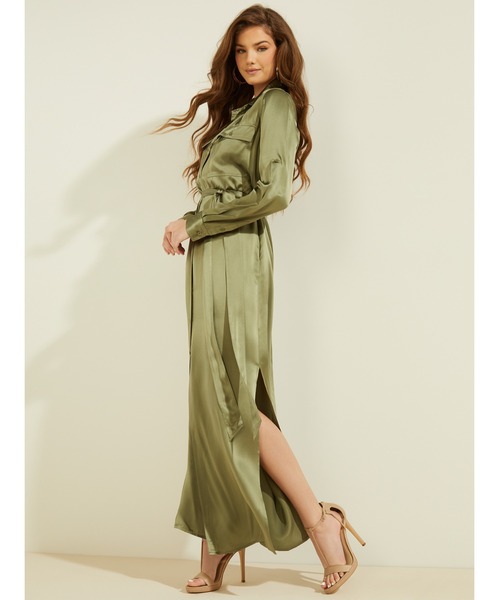 Guess(ゲス)の「Liliana Dress(シャツワンピース・レディース・オリーブ/ライトグリーン・MEDIUM/LARGE/SMALL)」の4枚目の写真