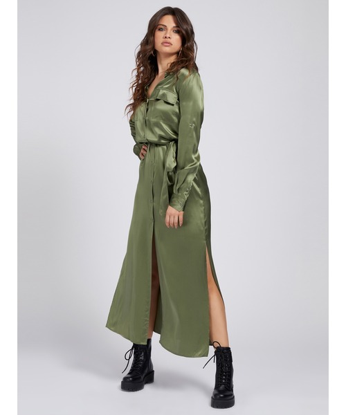 Guess(ゲス)の「Liliana Dress(シャツワンピース・レディース・オリーブ/ライトグリーン・MEDIUM/LARGE/SMALL)」の6枚目の写真