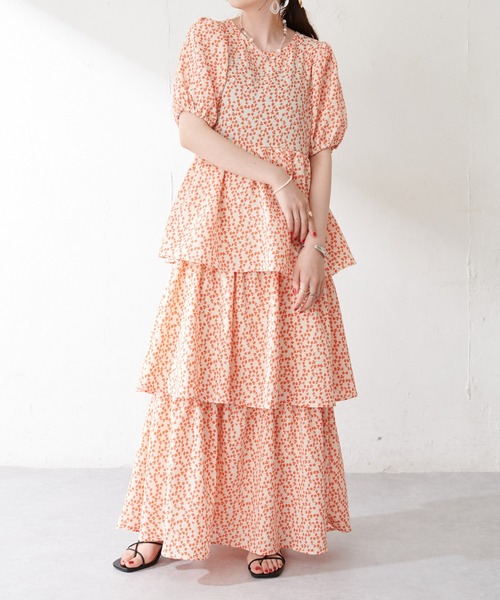 ヴィンテージ vintage 花柄ティアードワンピース DISCOAT（ディスコート）の「ヴィンテージ花柄ティアード