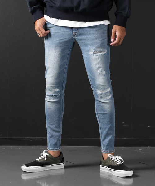 美品The DUFFER of ST.GEORGE ダメージ リメイクデニム The DUFFER of ST.GEORGE ジーンズ 5POKETS BLEACH OUT REPAIR
