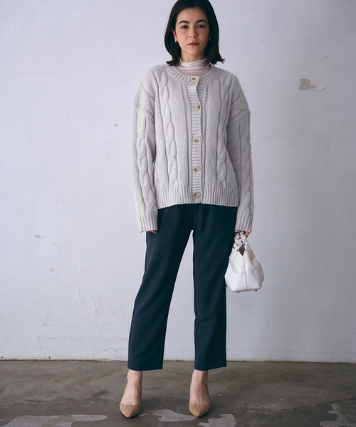 SETUP7（セットアップセブン）の「【SETUP7】ショート丈ケーブルニットカーディガン　Tailor's Chaco Cardigan（カーディガン/ボレロ・レディース・アイボリー/ベージュ/グレー/カーキ/ライトグレー/ブラック/ブラウン・FREE）」の10枚目の写真