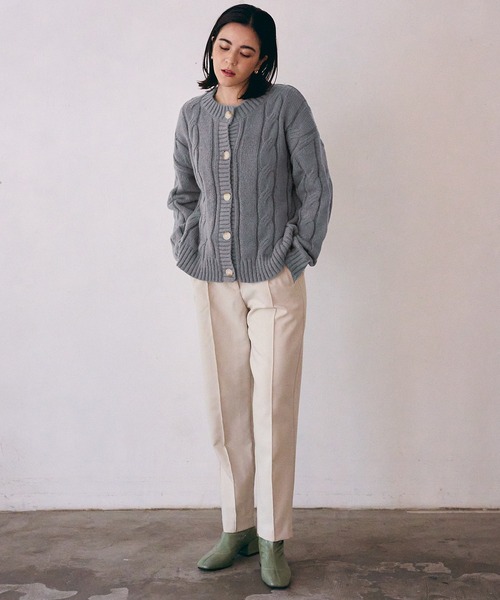 SETUP7（セットアップセブン）の「【SETUP7】ショート丈ケーブルニットカーディガン　Tailor's Chaco Cardigan（カーディガン/ボレロ・レディース・アイボリー/ベージュ/グレー/カーキ/ライトグレー/ブラック/ブラウン・FREE）」の12枚目の写真