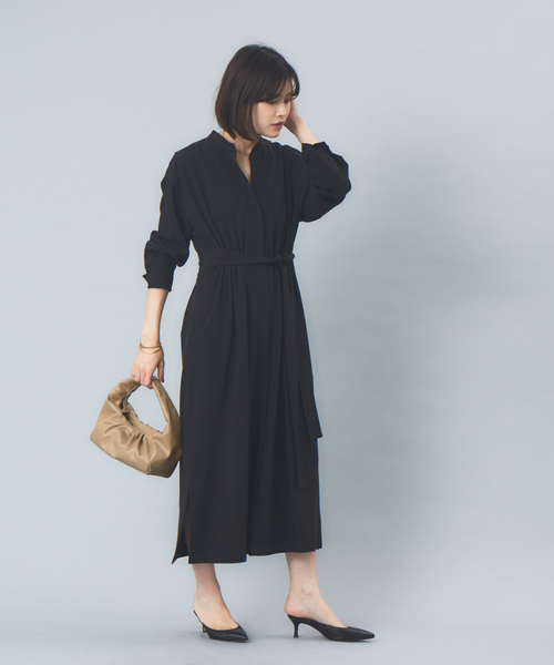 Rouge vif（ルージュヴィフ）の「ギャバストレッチワンピース（ワンピース・レディース・ダークベージュ/セージグリーン/ブラック・フリー）」の4枚目の写真