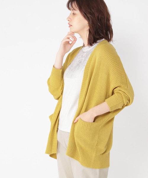 studio CLIP（スタディオクリップ）の「7ゲージ着流しカーディガン（カーディガン/ボレロ・レディース・イエロー/モカ/アイボリー・FREE）」の3枚目の写真