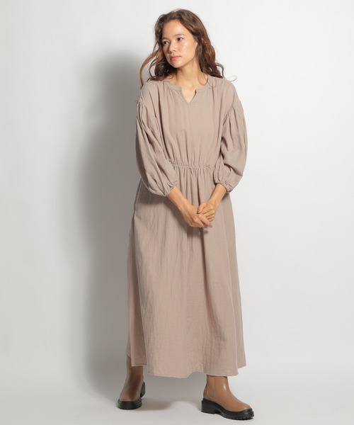 niko and...（ニコアンド）の「ガーゼ切り替えマキシワンピース（ワンピース・レディース・ベージュ/ブラック/ブルー・LARGE/MEDIUM）」の5枚目の写真