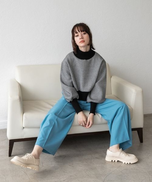 JEANASIS（ジーナシス）の「Wフェイスフトリブショートハイネック/958384（ニット/セーター・レディース・ホワイト/ブラック/ブルー/ブラック系その他/アイボリー/ホワイト系その他/ライトブラウン/ライトブルー/パープル/グリーン/オフホワイト/グレイッシュブルー/ストライプ/ホワイト系その他2・FREE）」の20枚目の写真