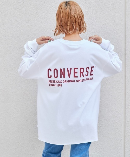 CONVERSE(コンバース)の「【CONVERSE】メローヘム バックプリントロンTee(Tシャツ/カットソー・レディース・ブラウン/チャコール/オフホワイト・M)」の2枚目の写真
